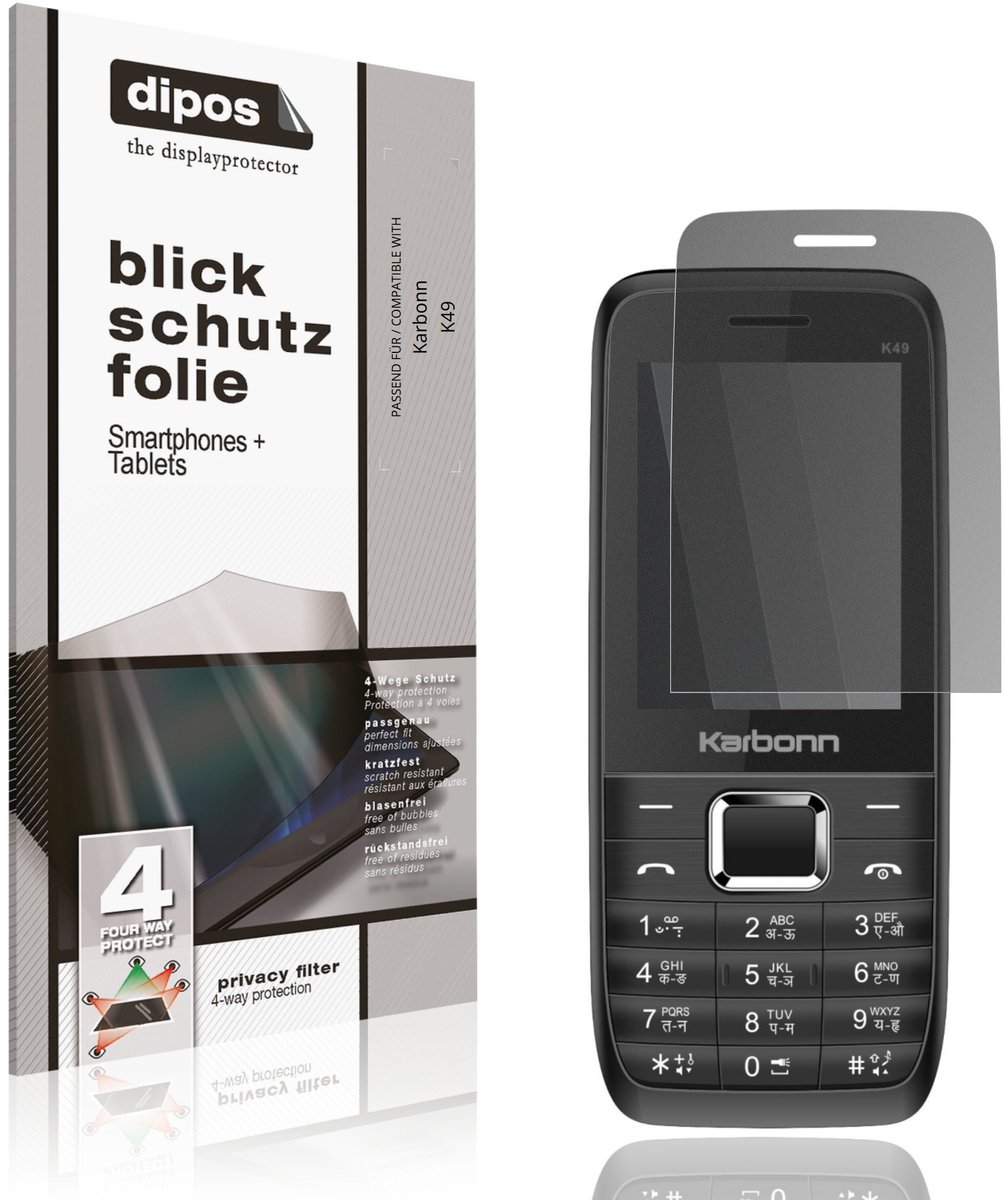 dipos – Matte Privacy Screenprotector geschikt voor Karbonn K49 | Anti-Spy Beschermfolie