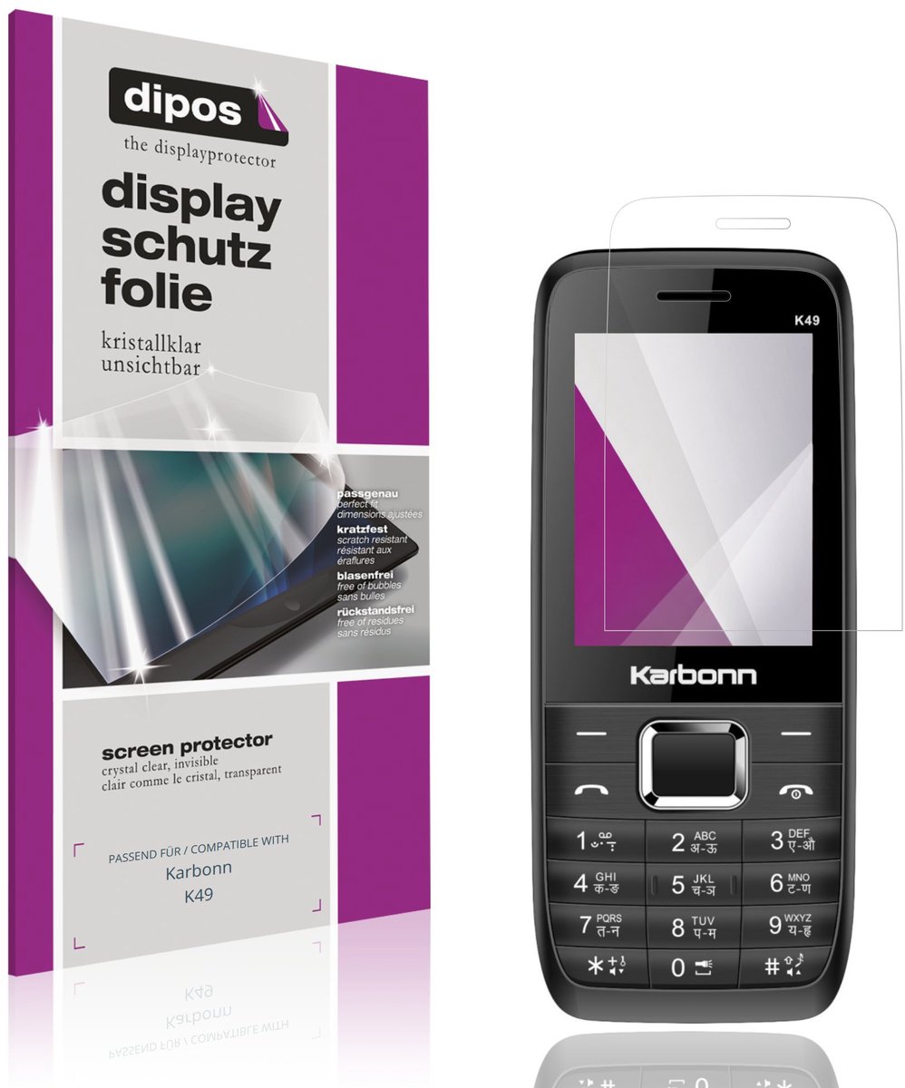 dipos – 4x Beschermfolie geschikt voor Karbonn K49 | Krasbestendige & heldere Screenprotector Ultra-Thin