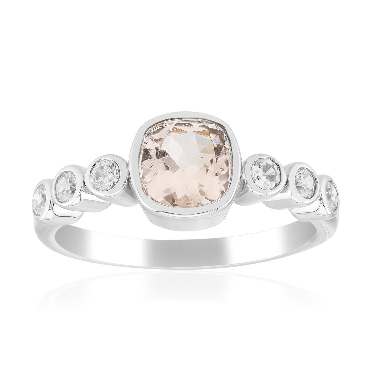 Cavill - Elegante roze Morganiet ring 0,701 ct - 925 Sterling Zilver platina verguld - Antiek kussenslijpsel - Cocktailring