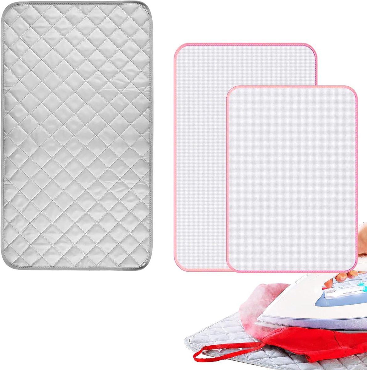 SnelShoppen - Strijkmat 85x45 cm, Strijkdeken met 2 Beschermdoeken, Ideaal voor Tafel, Compact en Opvouwbaar voor Thuis of op Reis