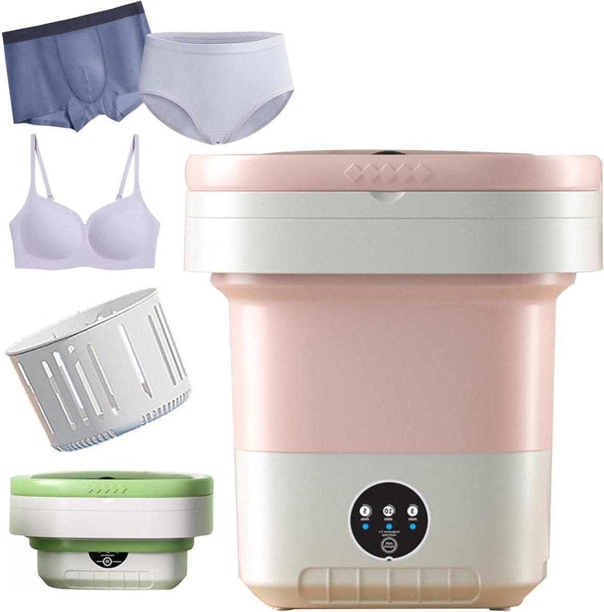 Draagbare Wasunit Opvouwbare Mini Wasmachine Reizen Kamperen Opvouwbaar Compact Ontwerp 12 Liter Capaciteit Wit