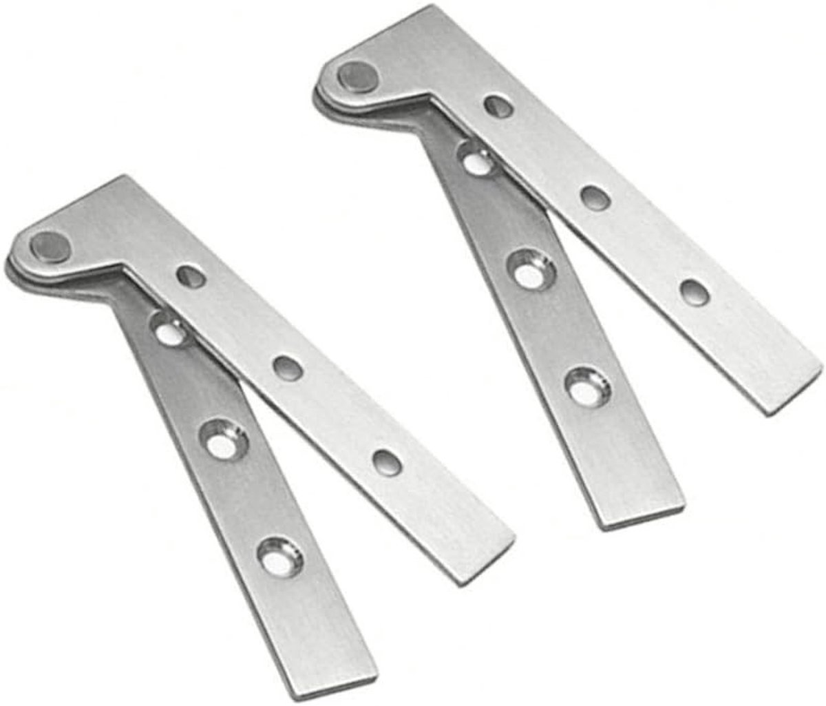 Set van 2 RVS 360 Graden Draaibare Verborgen Deurscharnieren - 4 Inch Offset Mes Scharnieren voor Kastdeuren, Inclusief Schroeven en Gebruiksaanwijzing
