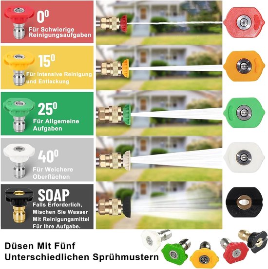 SnelShoppen - 2-in-1 Hoge Druk Hogedrukreiniger Dubbele Spuit Purple - 5 Verwisselbare Spuitmonden 0°-65°, 4000 PSI, Aluminium + Keramische Kern, Idea van Snelshoppen — afbeelding 4