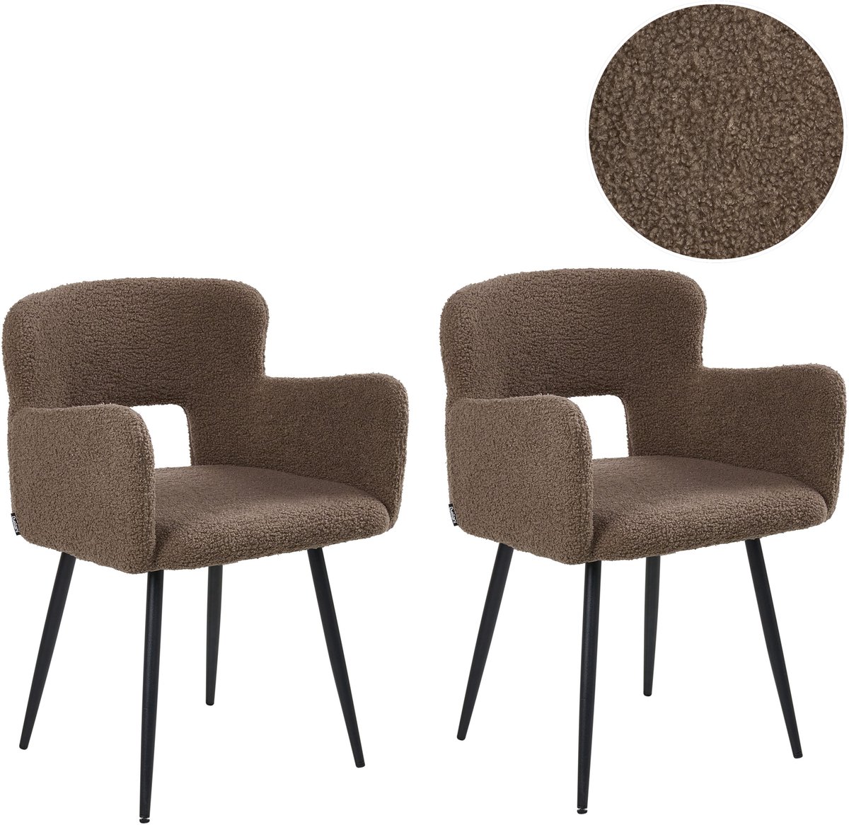 SANILAC - Eetkamerstoel set van 2 - Bruin - Bouclé