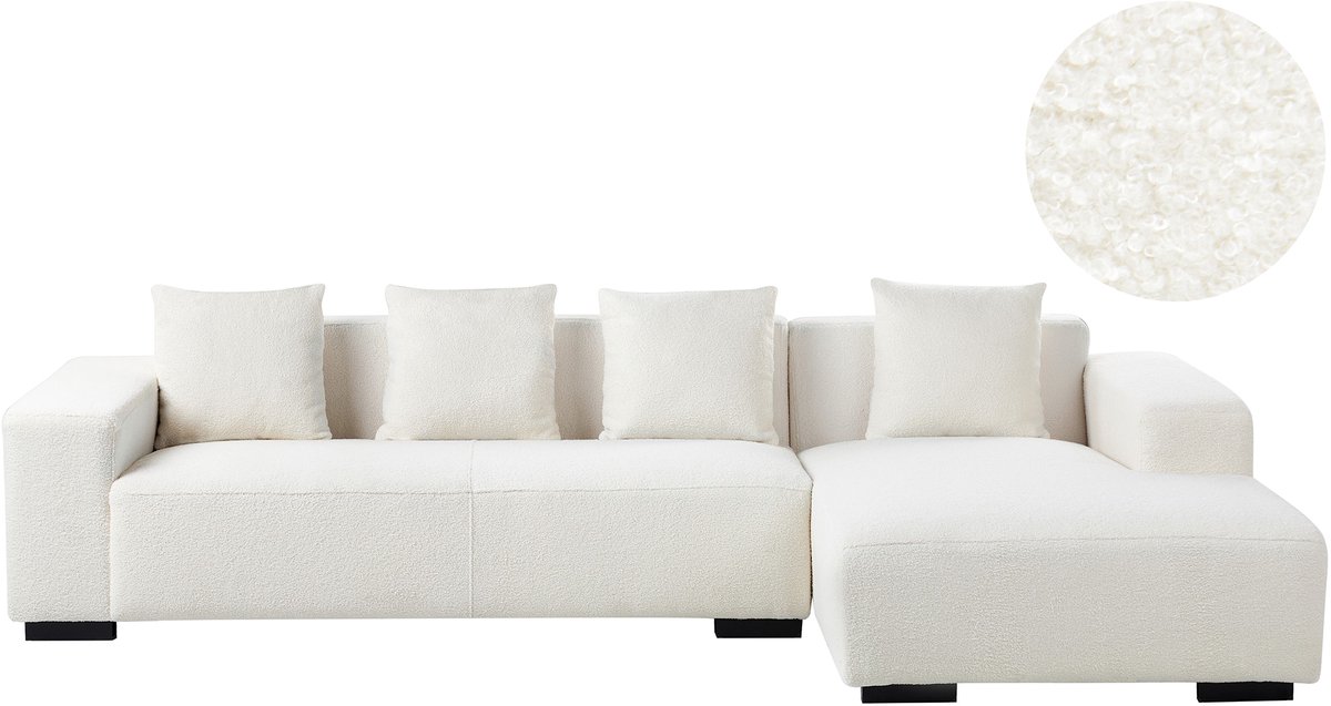 Beliani LUNGO - Hoekbank - Wit - Linkerzijde - 285 cm - Bouclé
