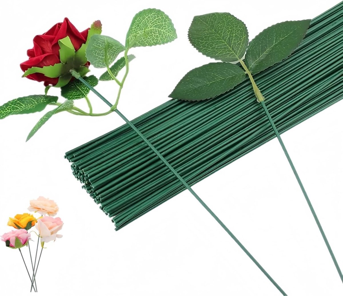 SnelShoppen - 100Pcs Groene Bloemen Draad - 40cm IJzeren Floral Wire voor DIY Bloemdecoraties - Kunstbloemen, Huisdecoratie, Feest, Tuin