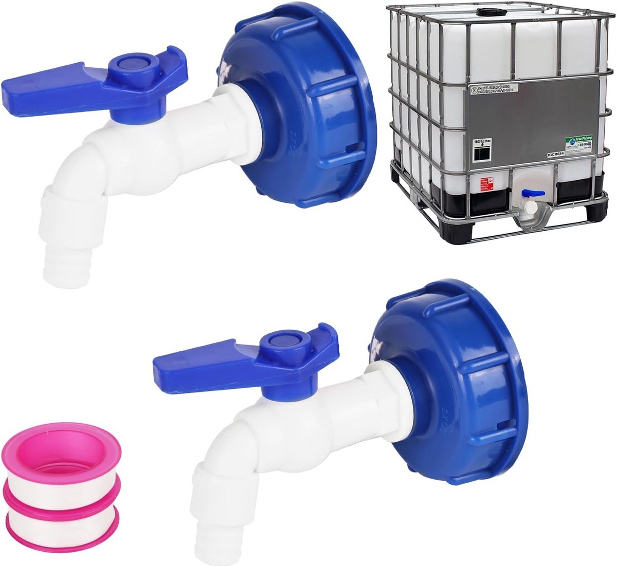 SnelShoppen - 2pcs IBC Afvoerkraan 3/4 Inch en 1/2 Inch - IBC Tank Accessoires - Water Tap voor IBC Container 1000L - Duurzaam en Lekvrij Tuin Gereeds