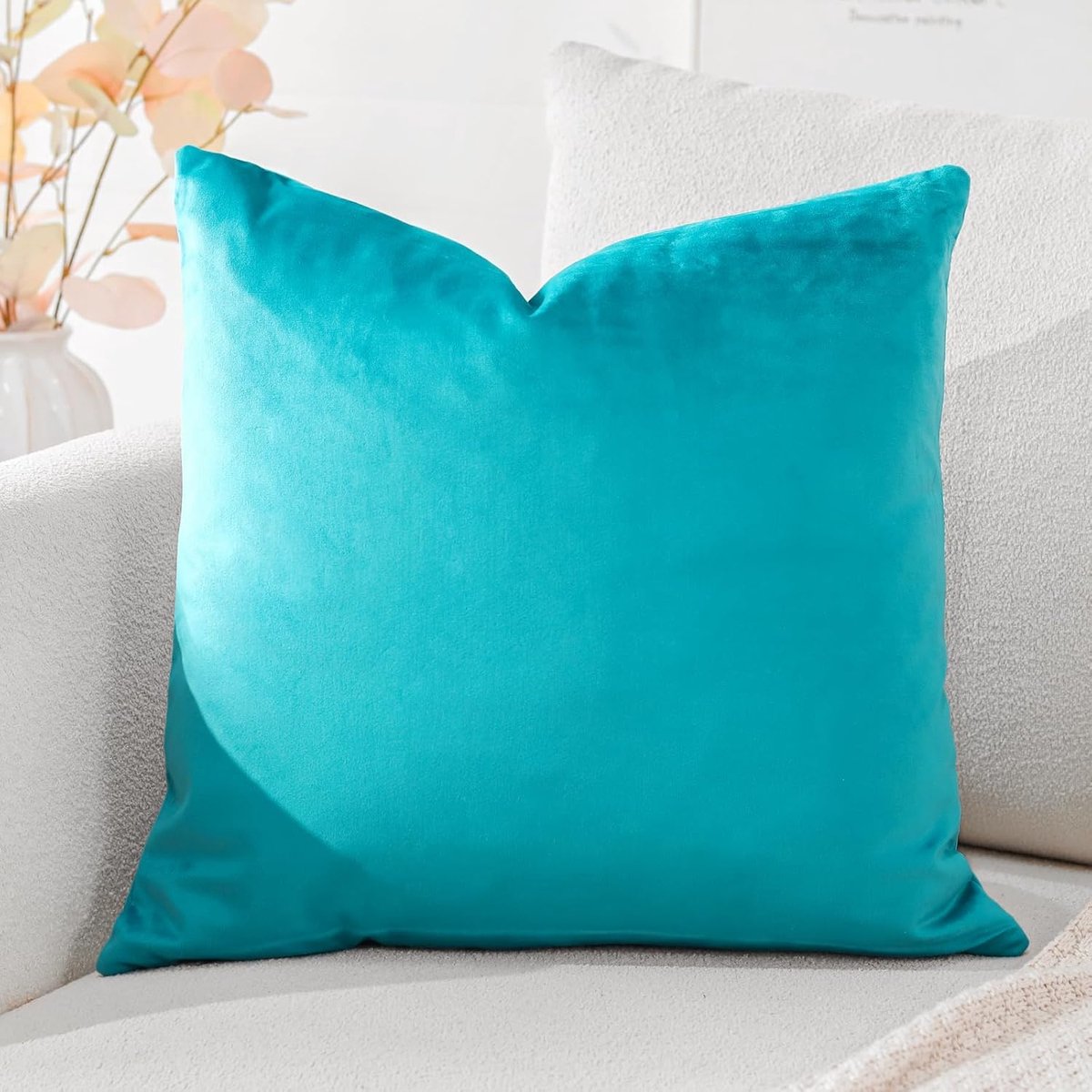 SnelShoppen - Luxe Velvet Kussenhoezen 50x50cm - Super Zacht Decoratief Kussen voor Bank, Slaapkamer, Auto - Turquoise voor Feest, Tuin en Dagelijks G