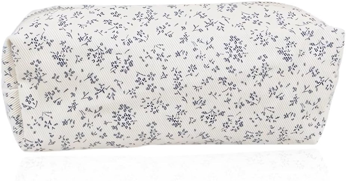SnelShoppen - Aesthetic Pencil Case voor Meisjes, College Etui met Kleine Bloemen, Grote Capaciteit, Enkele Laag, Canvas Materiaal voor School en Kant