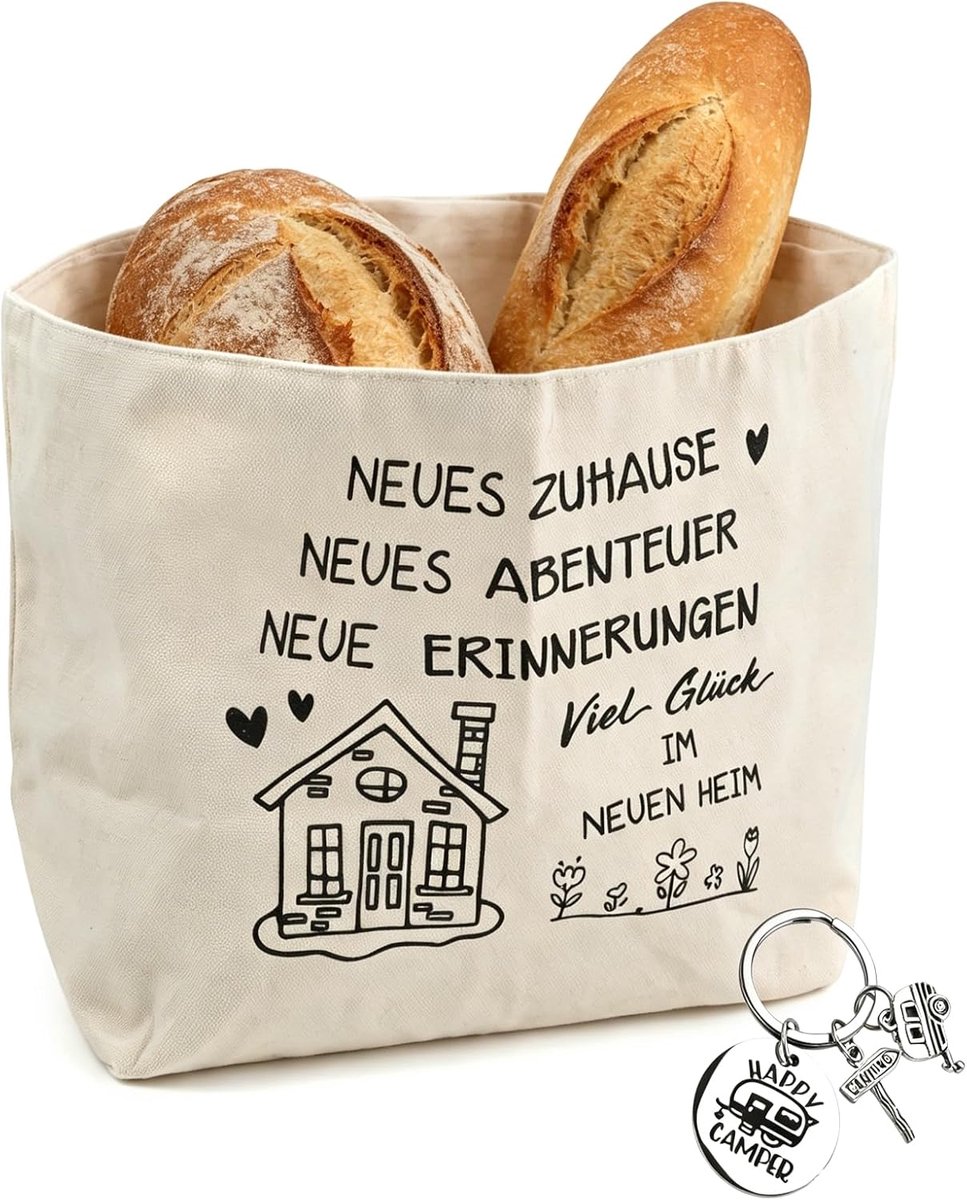 SnelShoppen - Opvouwbare Broodmand Wit 38x22 cm - Katoen & Canvas - Moderne Campingaccessoires & Caravandecoratie - Praktische Keukenoplossing voor Ve