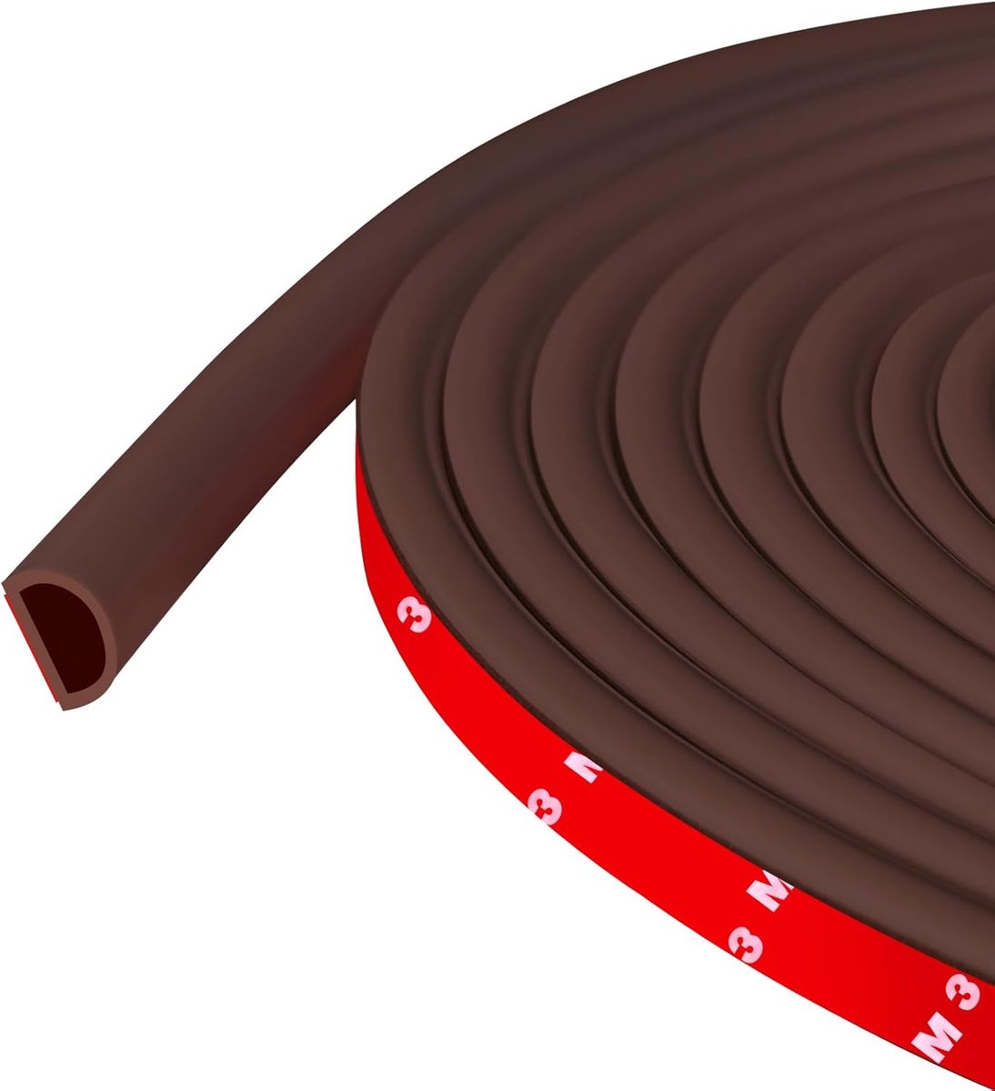 SnelShoppen - Weather Strip voor Deur Seal, Zelfklevende Siliconen D Vorm Flexibele Sealing Strip, 6m Lang, Bruin, 9mm W×6mm D, Voor Deur- en Raamafdi