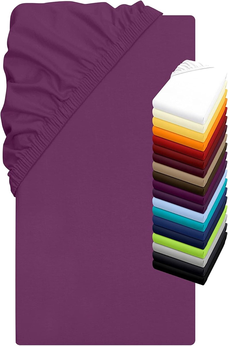 SnelShoppen - Jersey elastische hoeslaken voor waterbed en boxspring - 40 cm hoog - 180x200-220 cm - 19 moderne kleuren - lilac