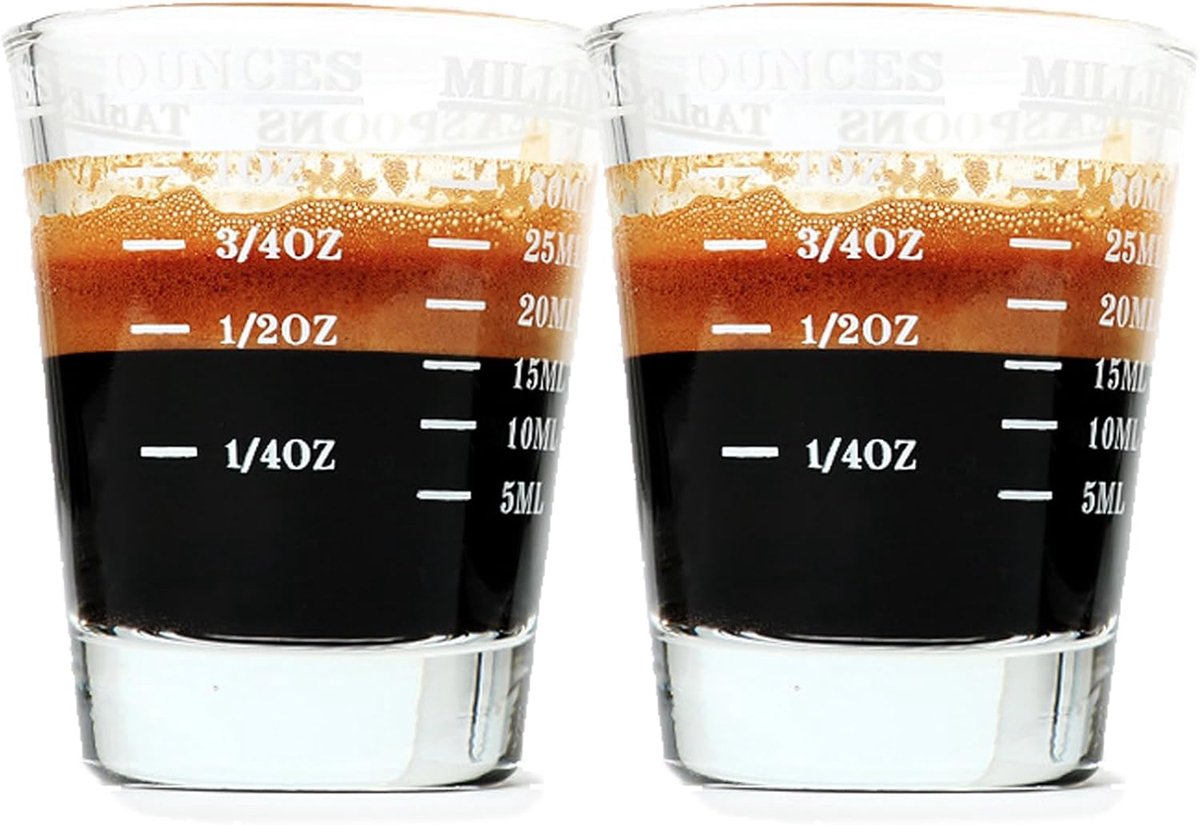 SnelShoppen - Shot Glass Measuring Cup | Jigger voor Bartending | Niet Vervagend | Maatbeker voor Keuken | 2 Stuks in Wit | Perfect voor Feestjes en C