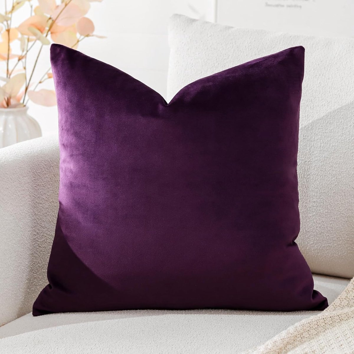 SnelShoppen - Zachte Velvet Kussenhoezen 16x16 Inch - Luxe Aubergine Decoratieve Kussens voor Bank, Slaapkamer en Auto - Superzacht en Elegante Touch