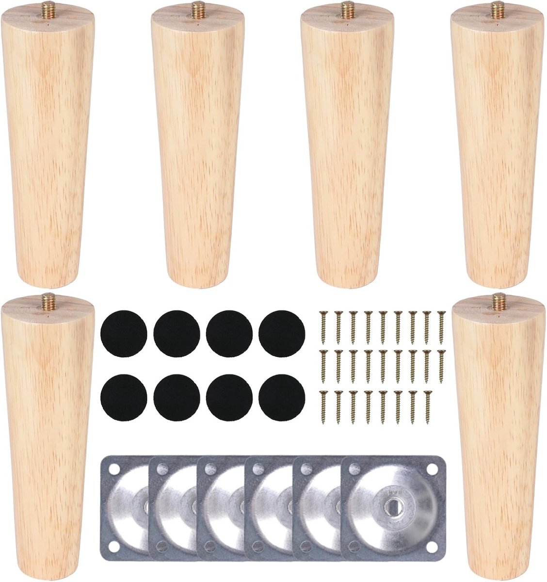 SnelShoppen - 6 Stuks 15cm Houten Verticale Cilindrische Tafelpoten - Kleurrijk Meubilair voor Keuken, Tuin, Feest en Kinderen