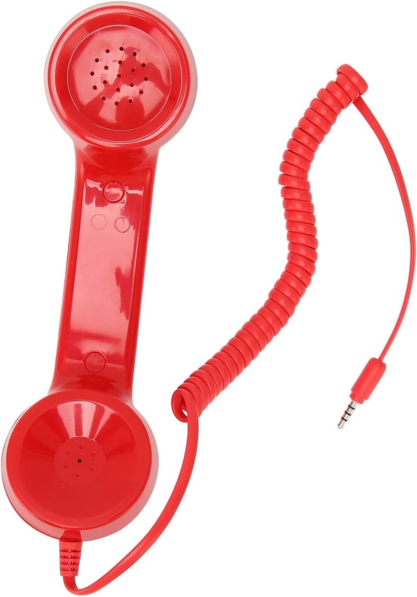 SnelShoppen - Retro Telefoon Hoorn met Volume Controle, Vintage Mobiele Telefoon Ontvanger voor Smartphones en Computers, 9 Voet Kabel, Rood