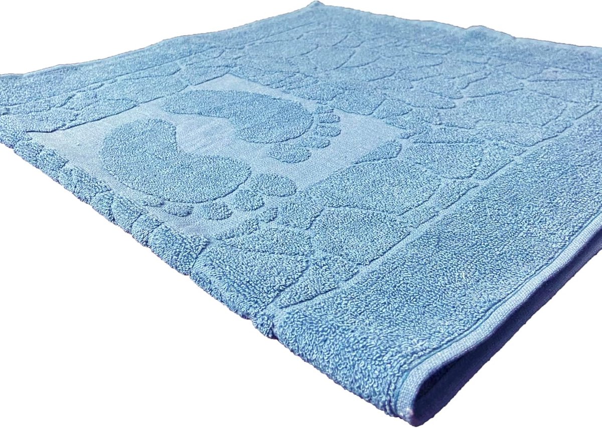 SnelShoppen - Badmat Set 2-Piece, Terry Cloth Douchemats, Wasbare Badmat, 100% Katoen, Absorberend en Sneldrogend, 50 x 70 cm, Lichtblauw