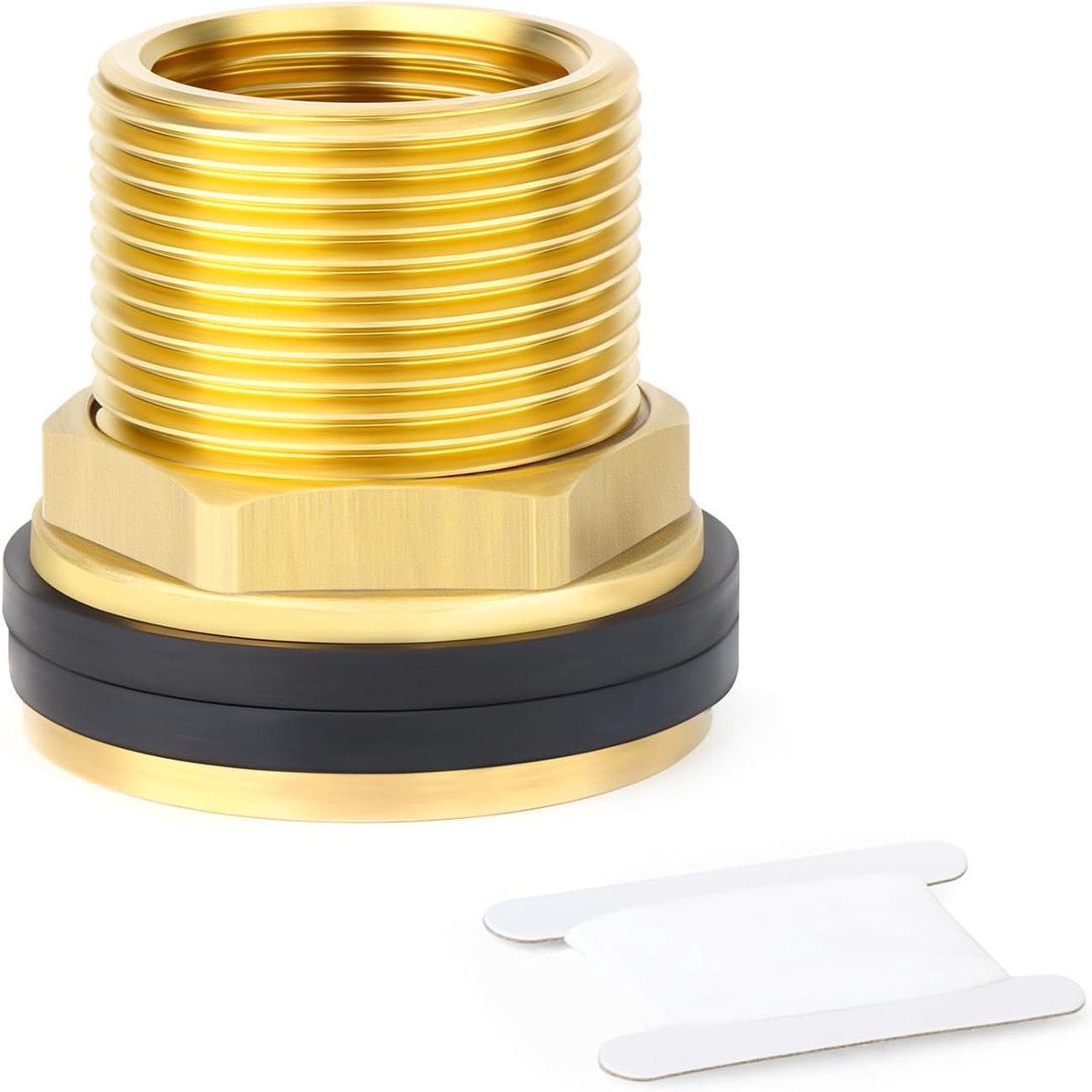 SnelShoppen - 1" BSP Male - 3/4" BSP Female Bulkhead Water Tank Connector - Messing Fitting met Rubber Ringen voor Regenvaten, Aquaria, Badkuipen - Du