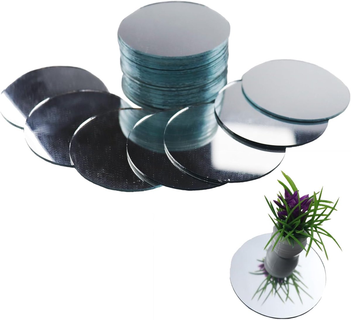 SnelShoppen - 20 Stuks Mini Spiegel Glas Tegels, Ronde Mosaïektegels voor Wanddecoratie, DIY Spiegels, Lichtgewicht en Duurzaam, Perfect voor Feest en