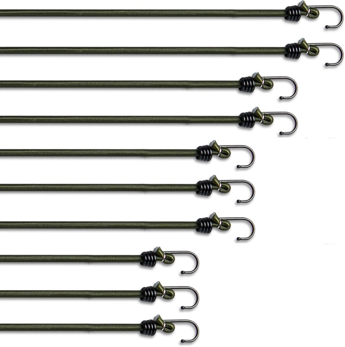 SnelShoppen - 10 Stuks Robuuste Bungee Cords met Haken - Multifunctionele Elastische Bungee Straps voor Kamperen, Fietsen, DIY - Weerbestendig en UV-b