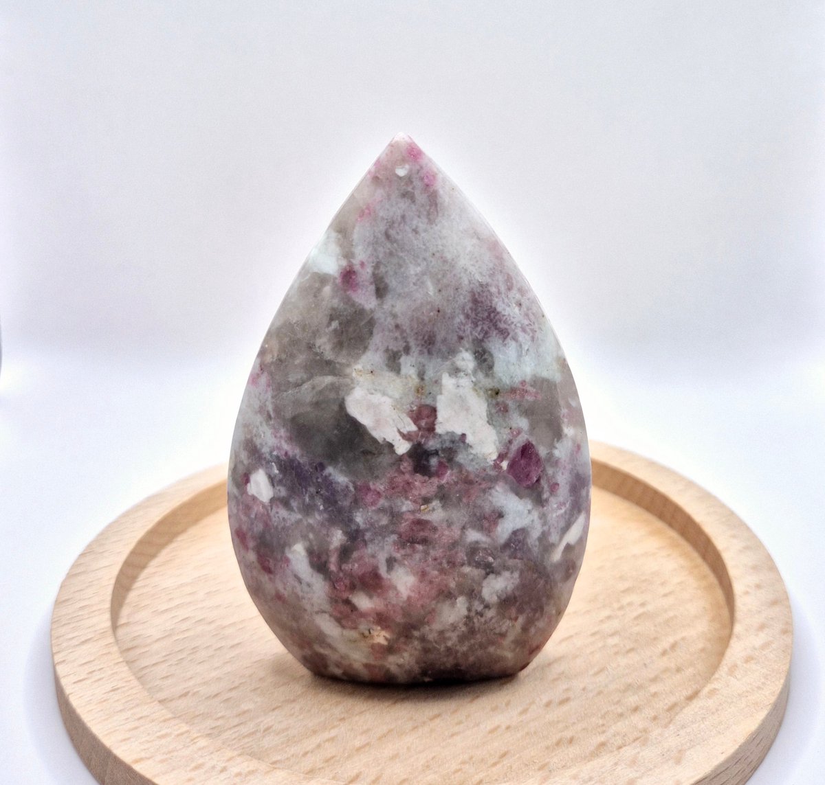 Zeldzame Plum Blossom Toermalijn Druppel - Drop Staande Edelsteen Kristal 270gr.