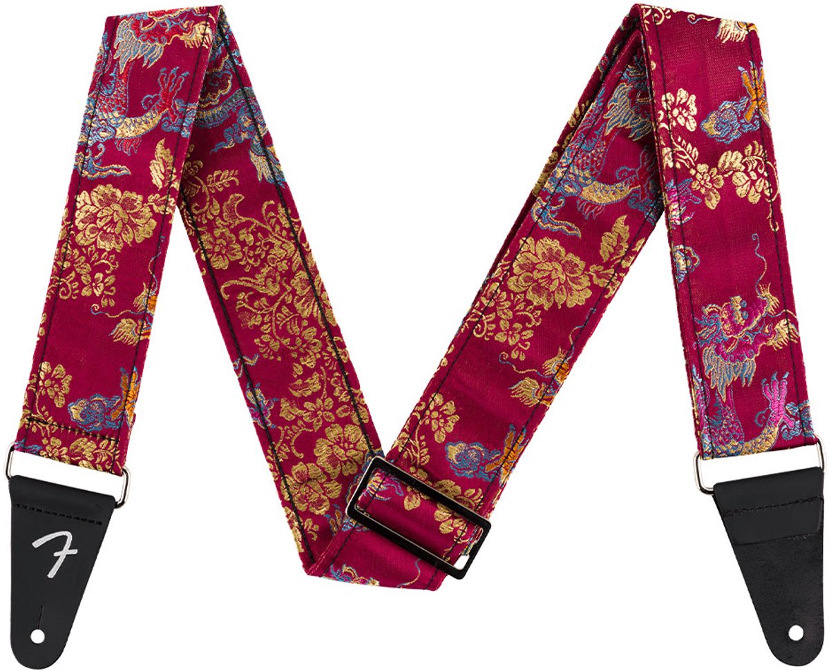 Fender Satin Dragon Strap Polyester Gitaarband Wine/Rood 0990638053