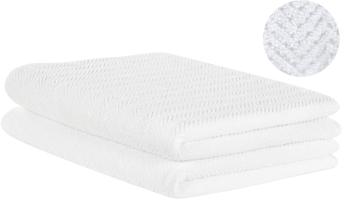 MITIARO - Handdoek set van 2 - Wit - Katoen