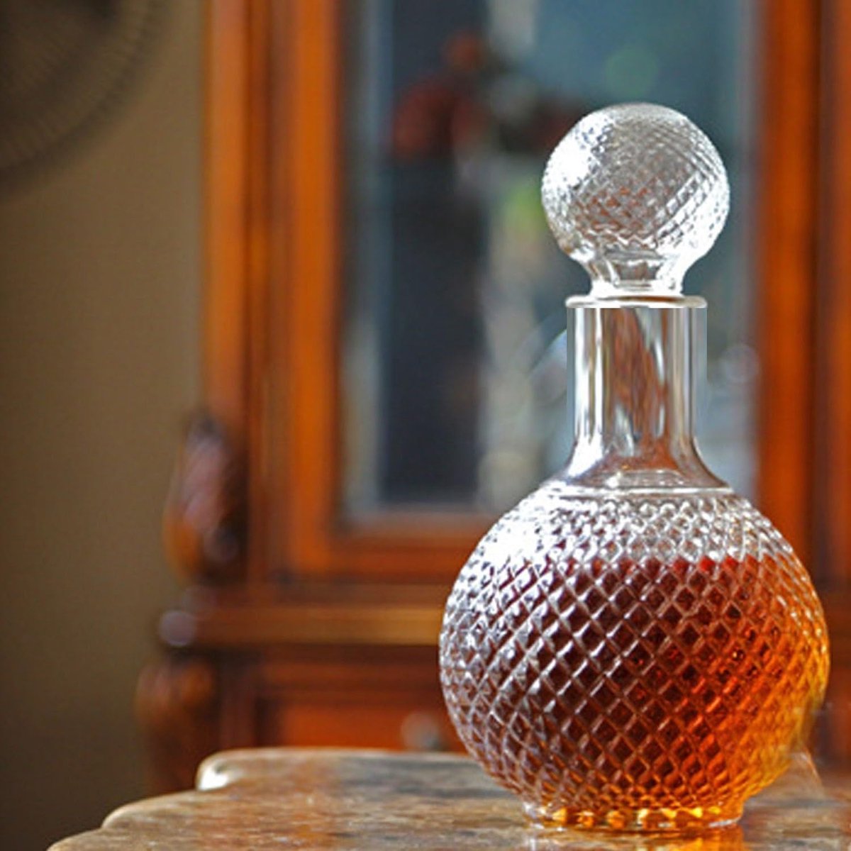 SnelShoppen - 1000ml Glazen Whisky Decanteerkaraf met Deksel voor Wijn, Likeur, Water, Fruit Sap, Feest, Drink Service, Cadeau, Elegante Kristal Snijp