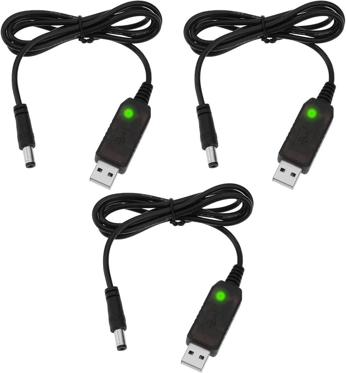 SnelShoppen - 3Pcs USB 5V naar 12.6V Boost Oplader Kabel DC 5.5x2.1mm - Compatibel met Lithium Accu's - 1m Lange Power Kabel voor Stoov Batterijen