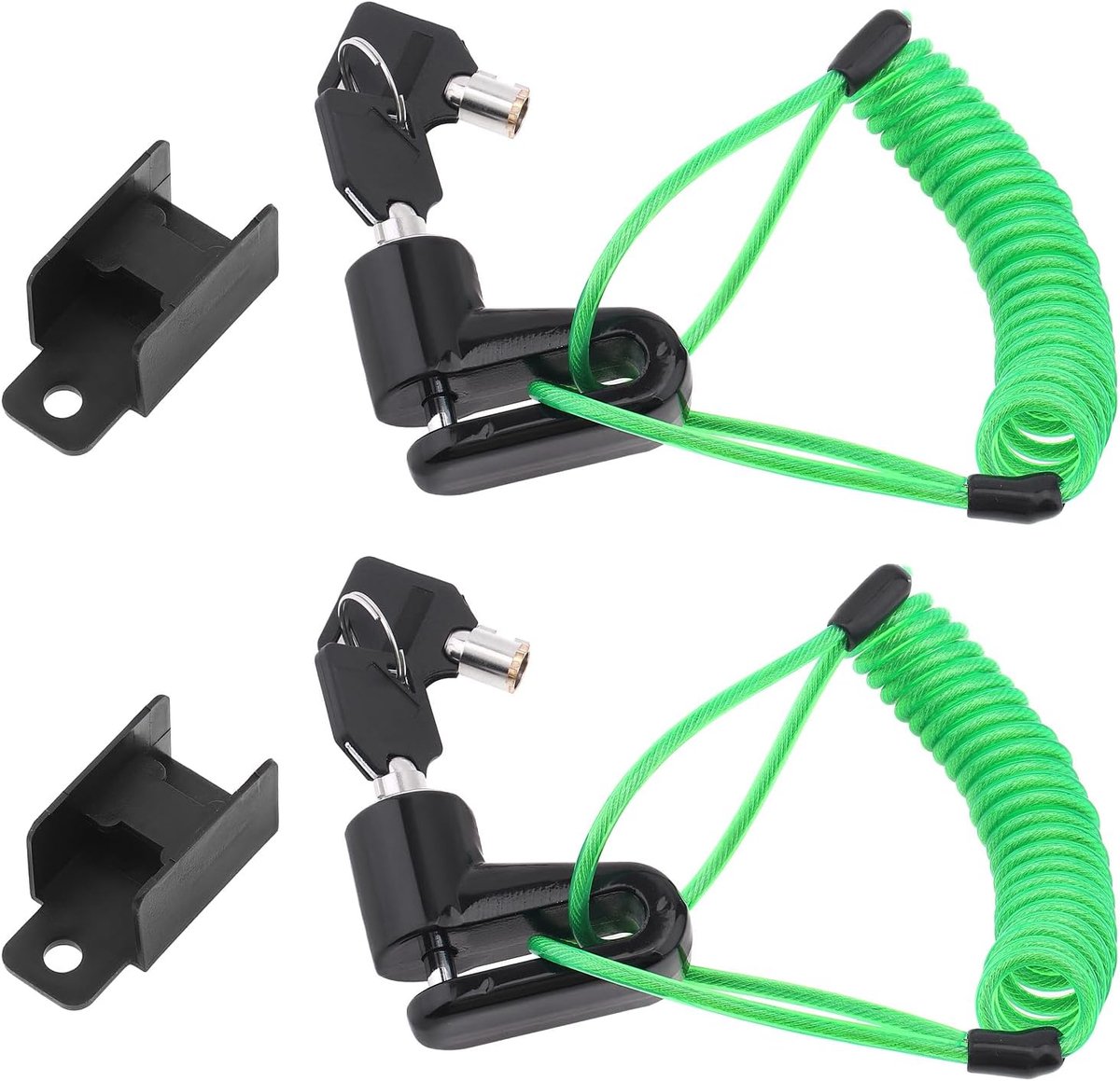 SnelShoppen - Disc Lock met Reminder Kabel 120 cm, Anti-Diefstal Schijfremslot voor Motorfietsen, Scooters en Fietsen (2 Stuks)