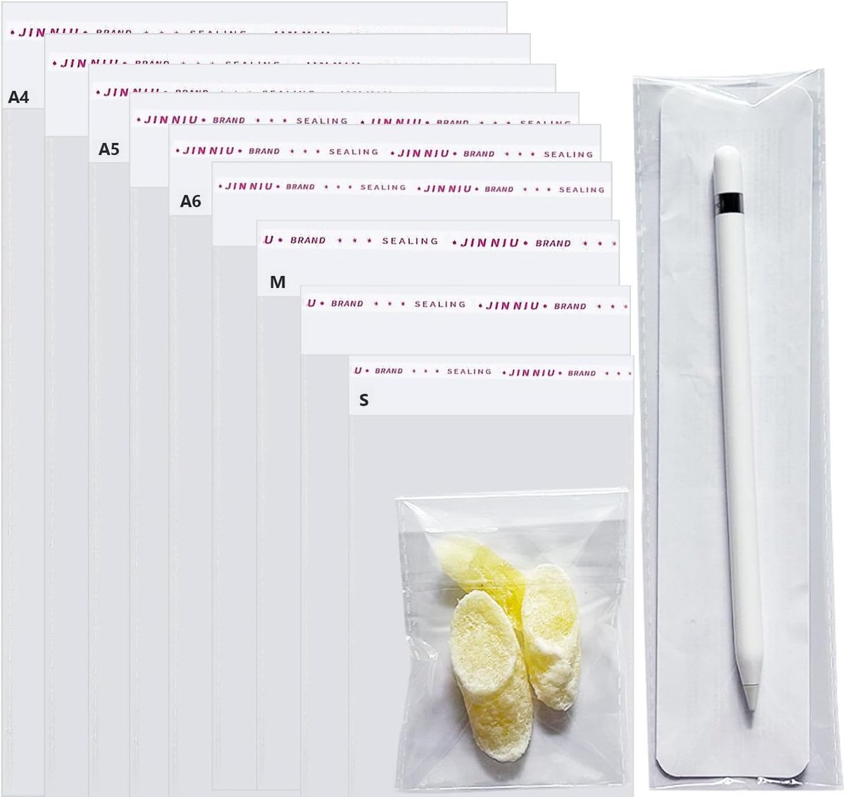 SnelShoppen - Cellofaanzakjes 6x22cm - 100 Stuks - Transparante Zelfsluitende Verpakking voor Bookmark Cookies, Snoepjes en Cadeautjes