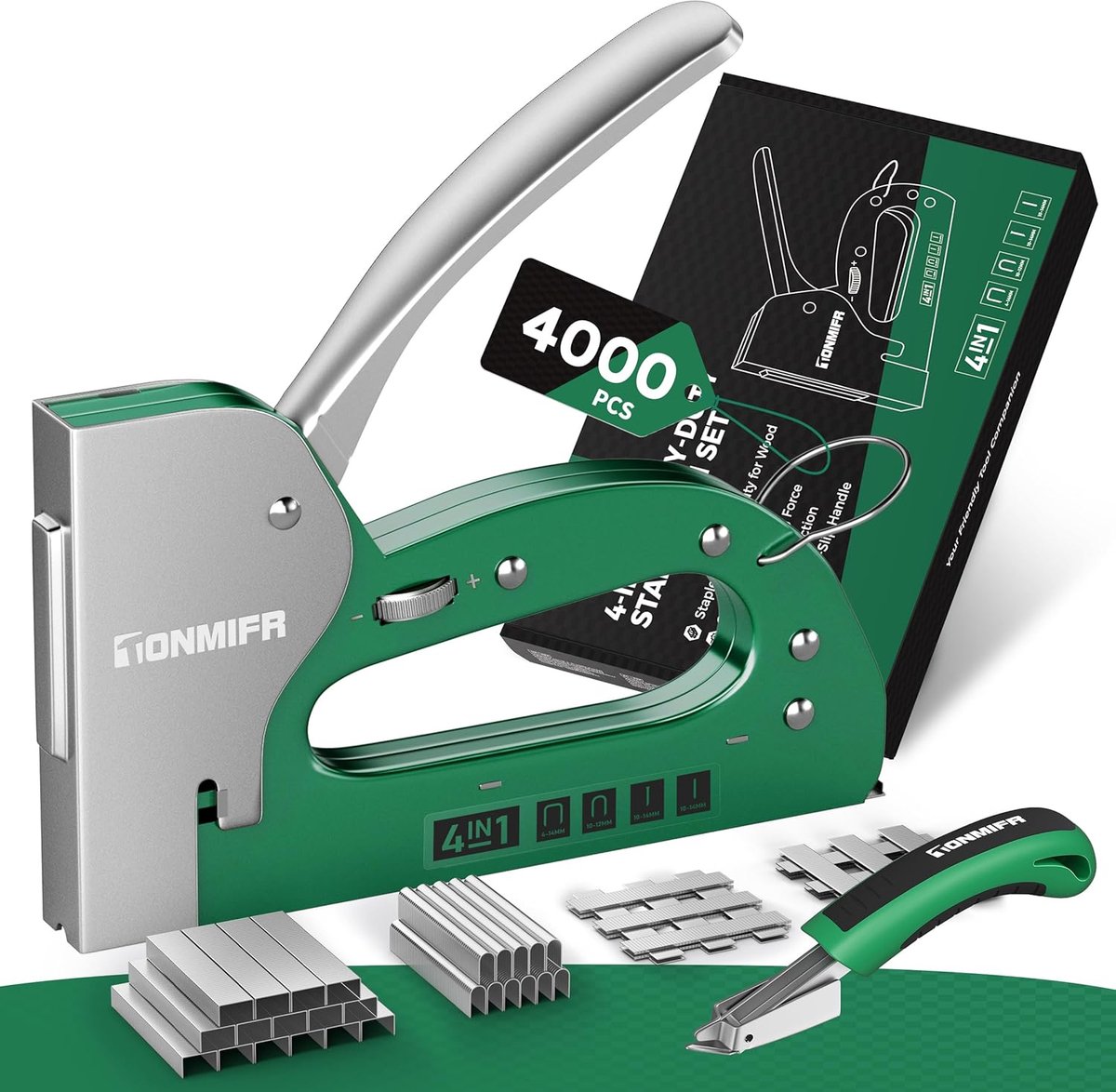 SnelShoppen - Heavy Duty Staple Gun 3-in-1 met 3000 Staples en Verwijderaar, 720° Verstelbare Kracht, Ideaal voor Timmerwerk, Meubelstoffering, Houtbe