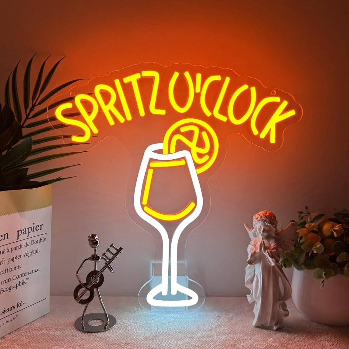 SnelShoppen - Spritz O'clock Neon Sign - Dimmable Neon Wanddecoratie 33x33 cm - Aperol Spritz Neonlicht voor Thuisbar, Slaapkamer, Feest, Man Cave, US