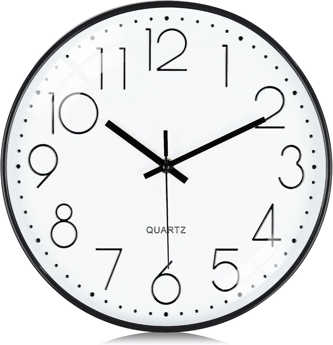 SnelShoppen - Moderne Witte Wandklok 30.5cm - Stille 3D Cijfers - Decoratieve Klok voor Keuken, Woonkamer, Slaapkamer, Kantoor - Quartz Beweging, Batt