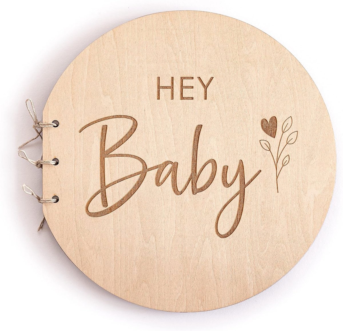 SnelShoppen - Babyshower Gastenboek met Houten Kaft - Herinnert momenten - 50 Blanco Pagina’s - 22 cm Diameter - Perfect voor Jongens en Meisjes
