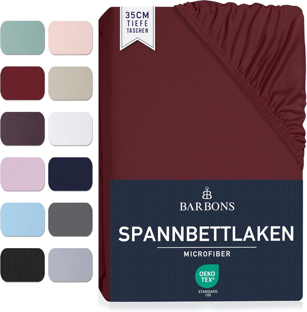 SnelShoppen - Fitted Sheet 90x200 cm Microfiber Polyester - Hoofdkussen Hoeslaken Bordeaux - Ademend, Oeko-Tex Gecertificeerd, Geschikt voor 35 cm Mat