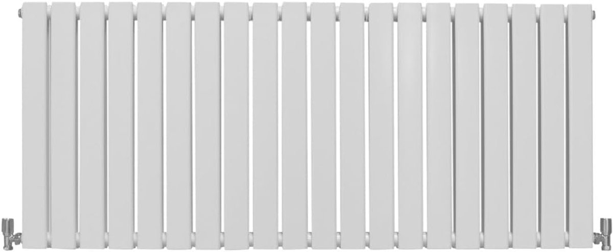 SnelShoppen - Decoratieve Radiator 600mm x 1400mm Modern Design Stalen Paneelradiator Wit Horizontaal Voor Keuken, Woonkamer, Badkamer Inclusief Reini