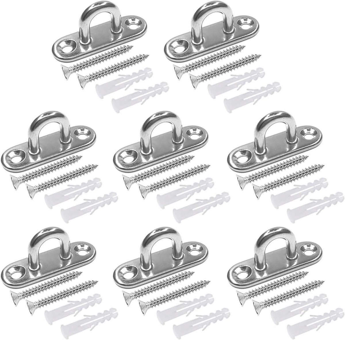 SnelShoppen - 8 Stuks 45mm M5 RVS 304 Plafondhaken Pad Ogen Platen Marine Hardware Haken met Schroeven voor Tuin, Camping, Hangmatten, Stoelen