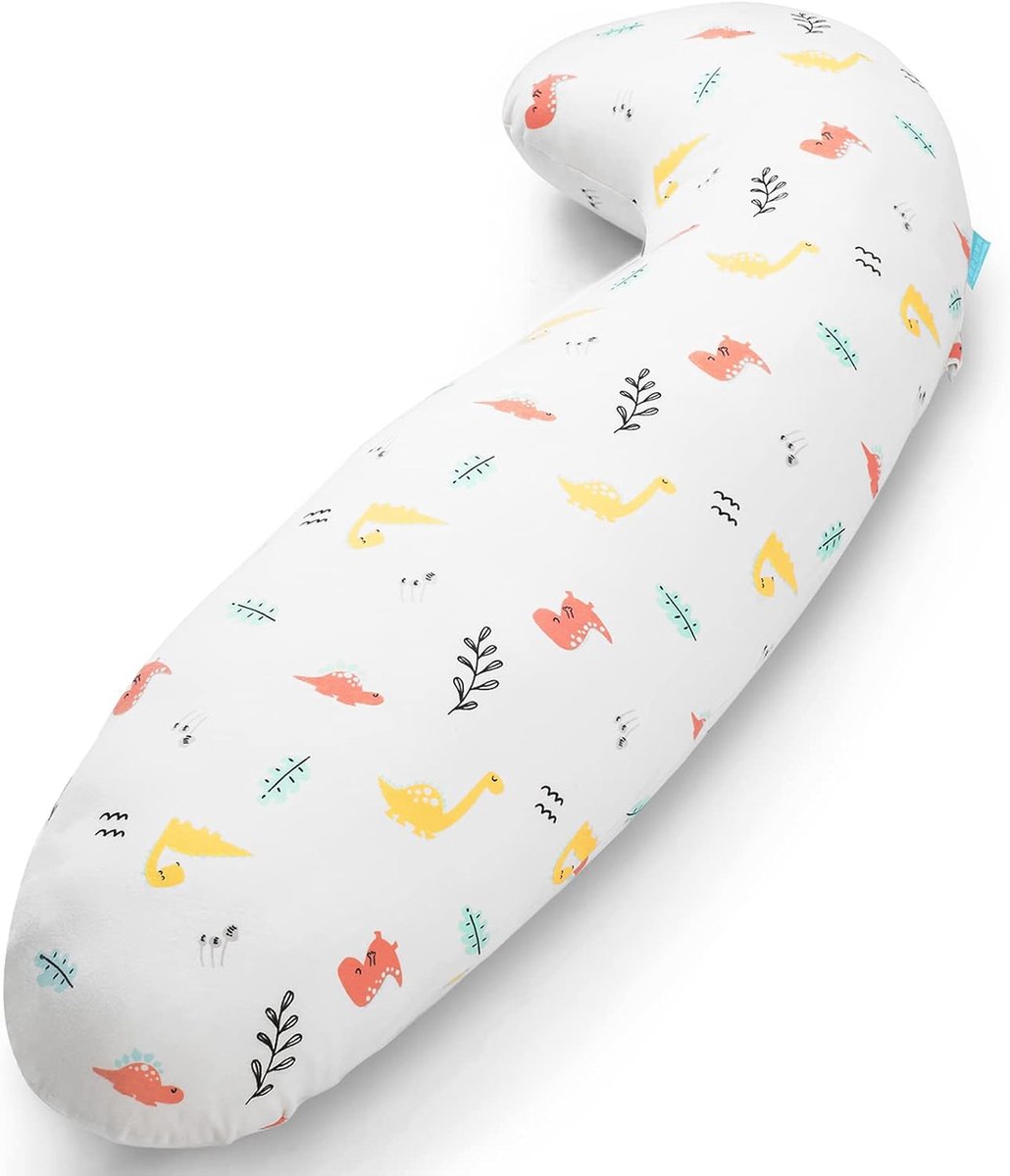 SnelShoppen - 35 Inch Contour Koel Kussen voor Kinderen, Schattige Lichaamskussen voor Slapen, Speelgoed Kussen voor Peuters, Wasbare Katoenen Dinosau