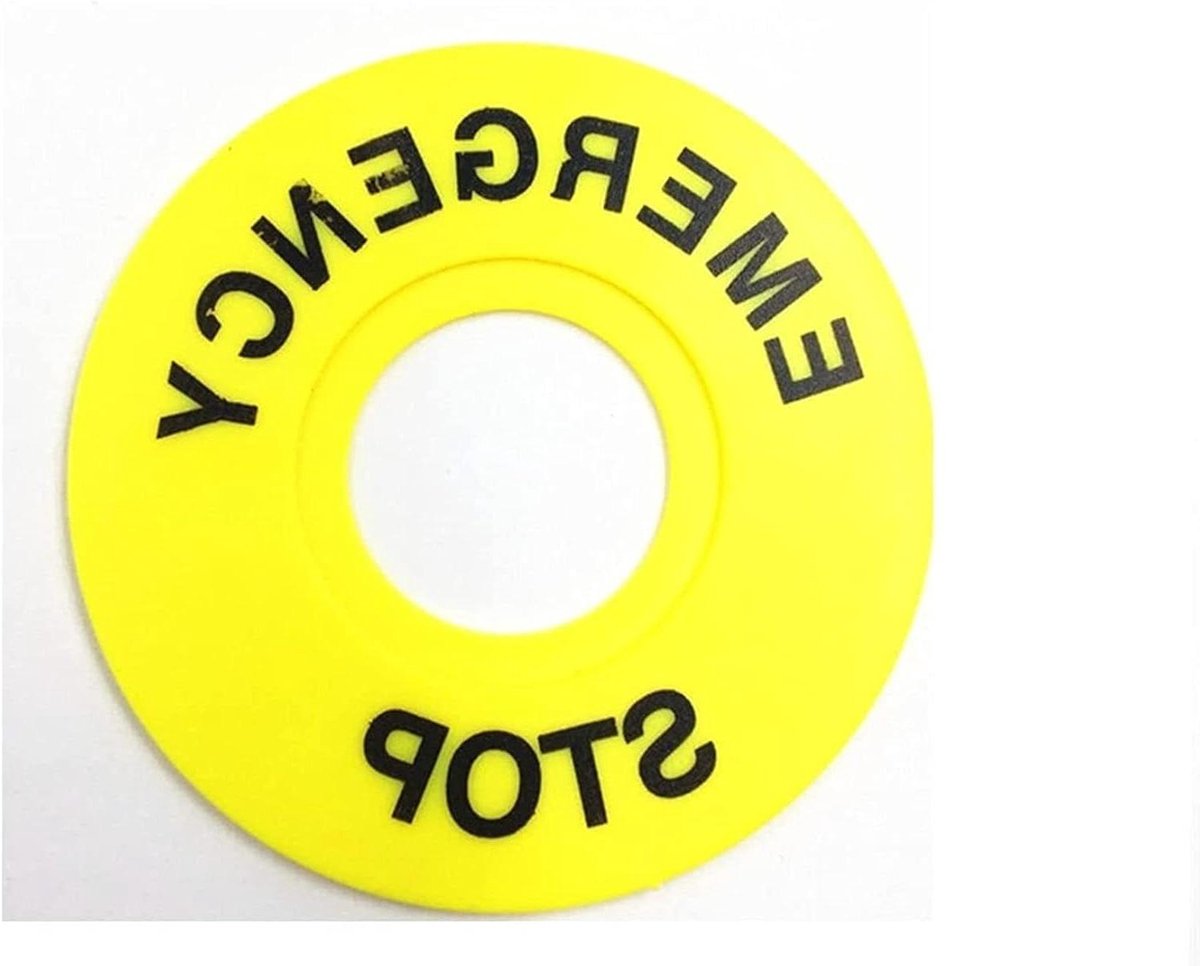 Noodstop Knop Schakelaar - Alarm Ring Knop - Machine Veiligheid - Drukknop Schakelaar - 60mm Geel Teken - Geel