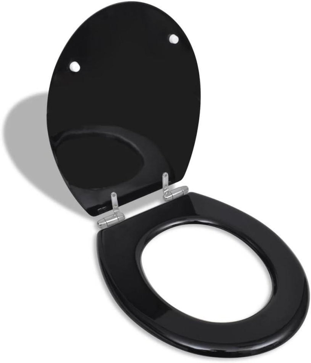 Toiletbril - Toiletdeksel Toiletzitting - Standaard Toilet - Soft Close Mechanisme - 45 x 36 cm - Zwart