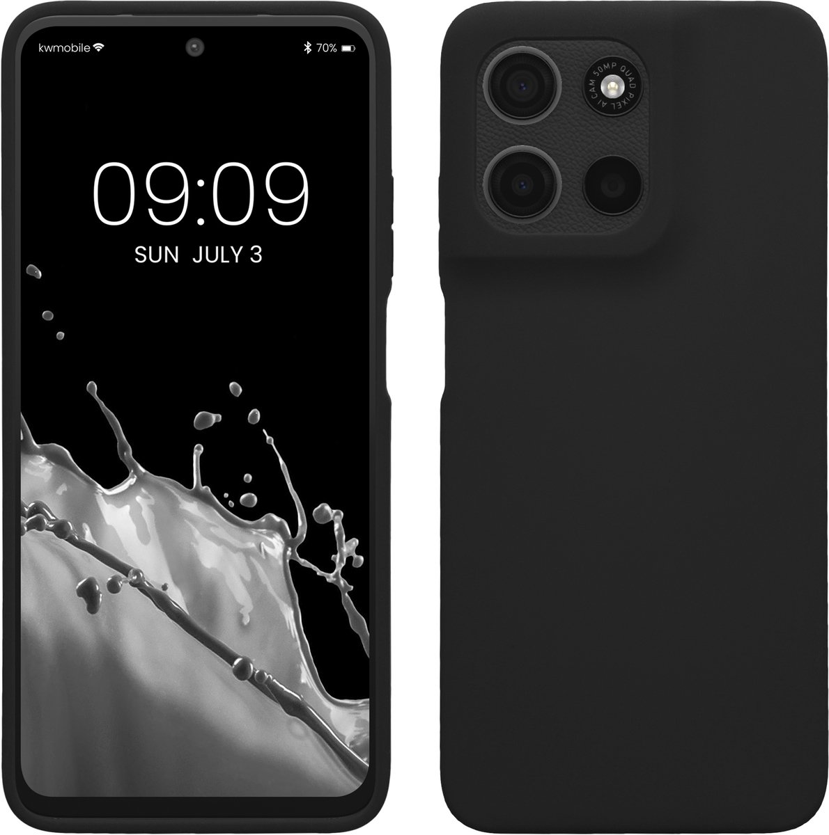kwmobile telefoonhoesje geschikt voor Motorola Moto G15 / G15 Power/ G17 / G17 Power - Hoesje met siliconen coating - Smartphone case in zwart