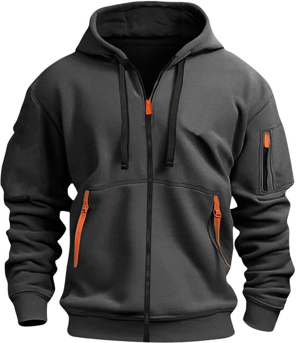 Omgoods - Heren Hoodie met Rits en Meerdere Zakjes - Slim Fit voor Dagelijks Gebruik en Sport