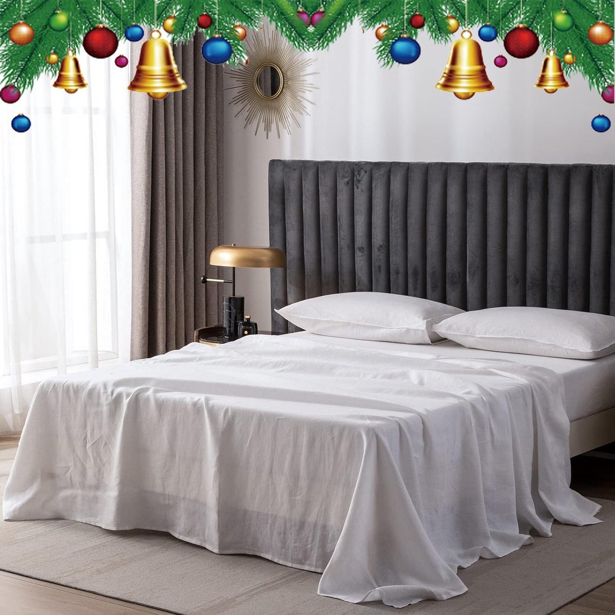 Linnen beddengoed, 100% linnen, stonewashed laken, ademend beddengoed voor boerderijen, soft washed afwerking, slechts 1 laken (275 cm x 275 cm, wit)