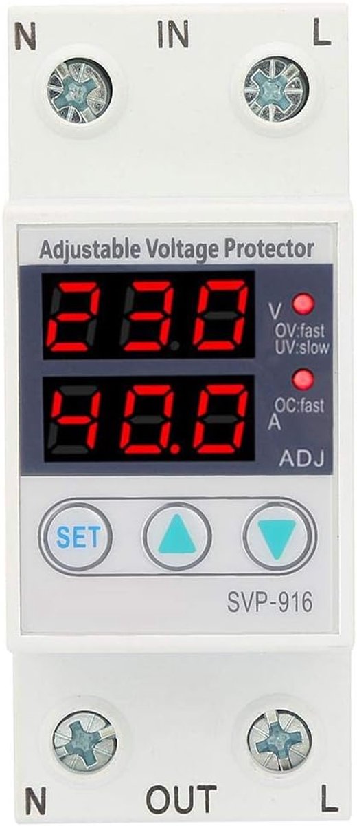 Eenfasige verstelbare overspanning onderspanning intelligente stroombescherming, 230 VAC (63 A)