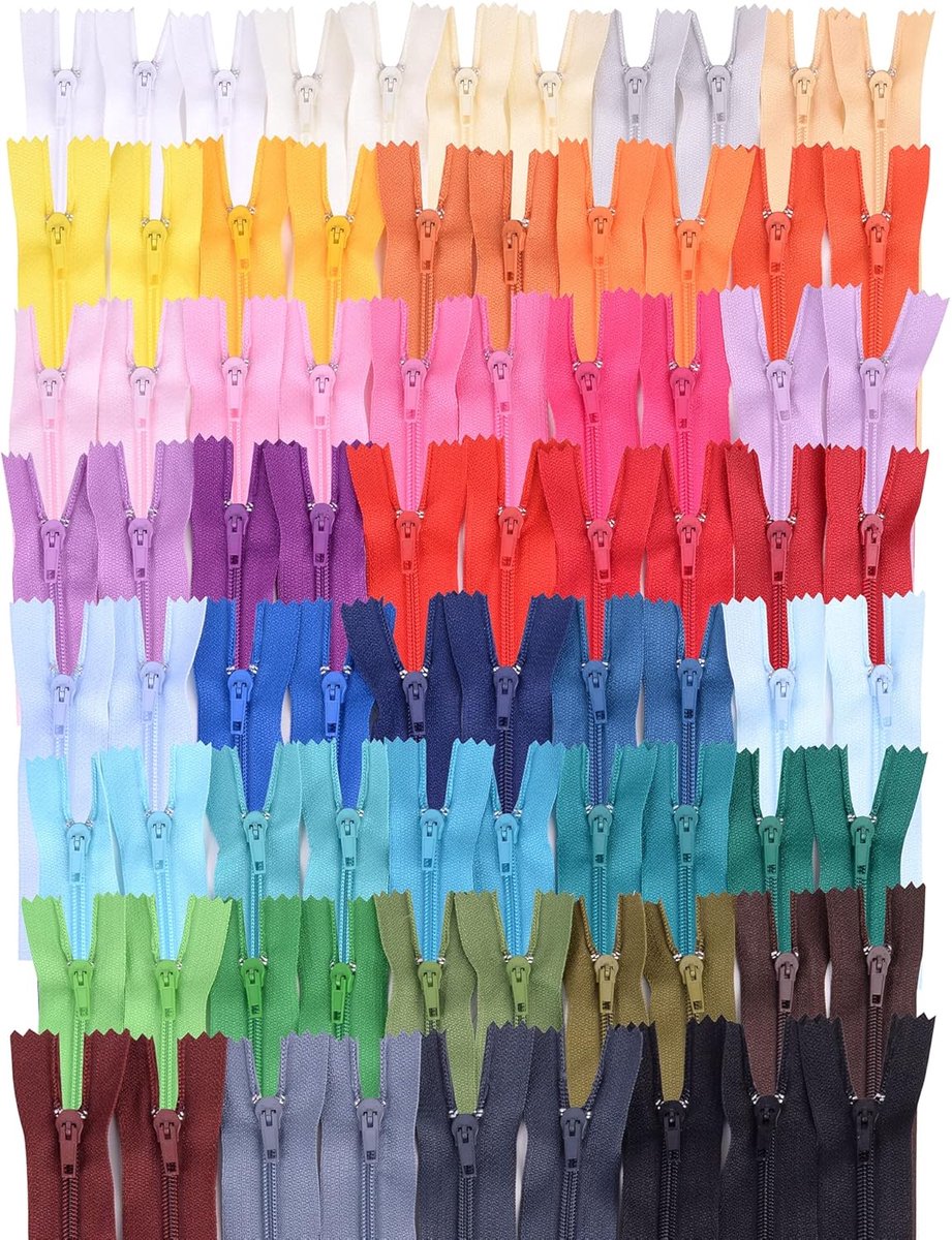 Set van 80 verschillende niet-scheidbare ritssluitingen, vervangende ritssluiting voor broeken, kleding en tassen. Reparatieset 18 cm