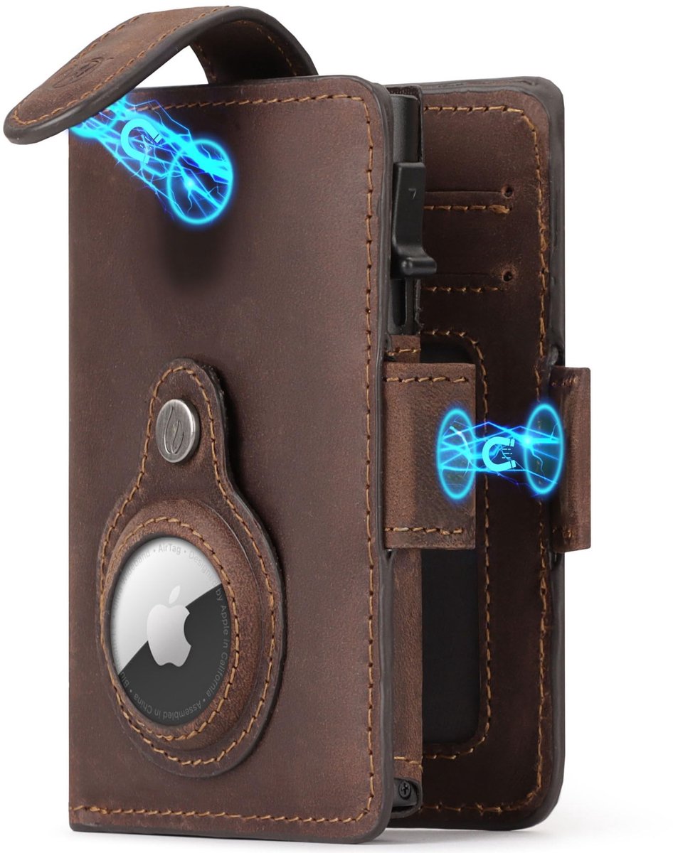 Omgoods - AirTag Wallet met Photo Capsule - Echt Leer, Bescherming, Ruimte voor 12 Kaarten