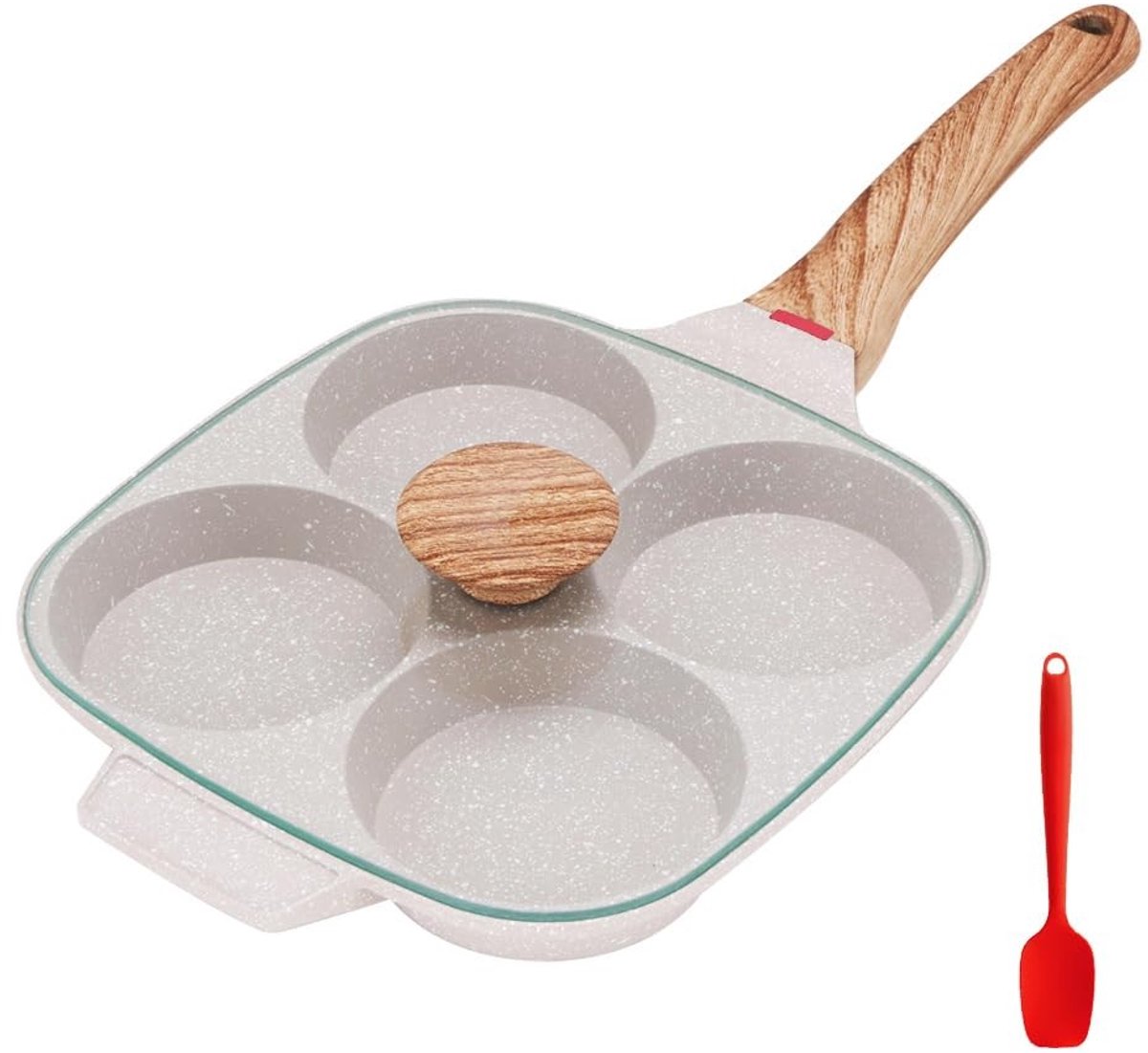 Omgoods - Non-Stick Eieren Pan - 4 Sleuven met Deksel