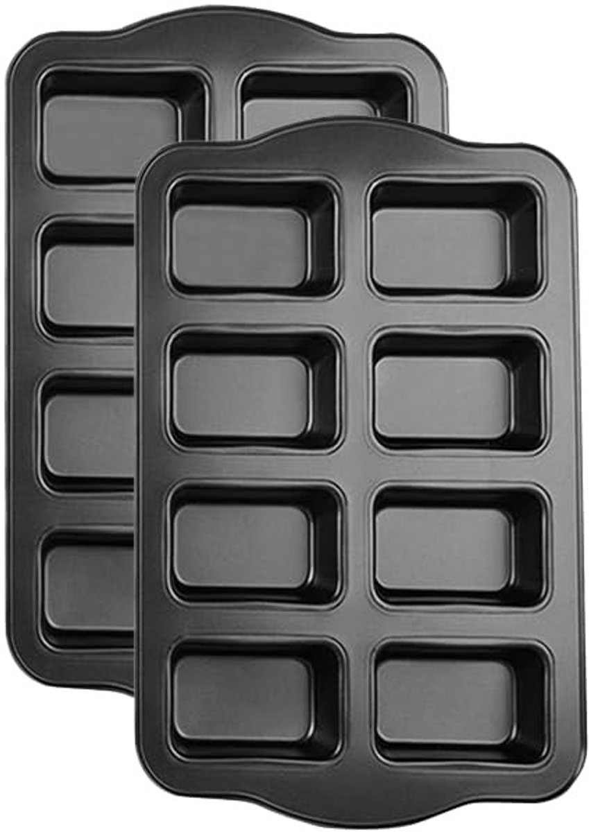 Omgoods - 2-delige Brownie Bakvorm Set met 8 Muffin Mallen - Non-stick Carbon Staal