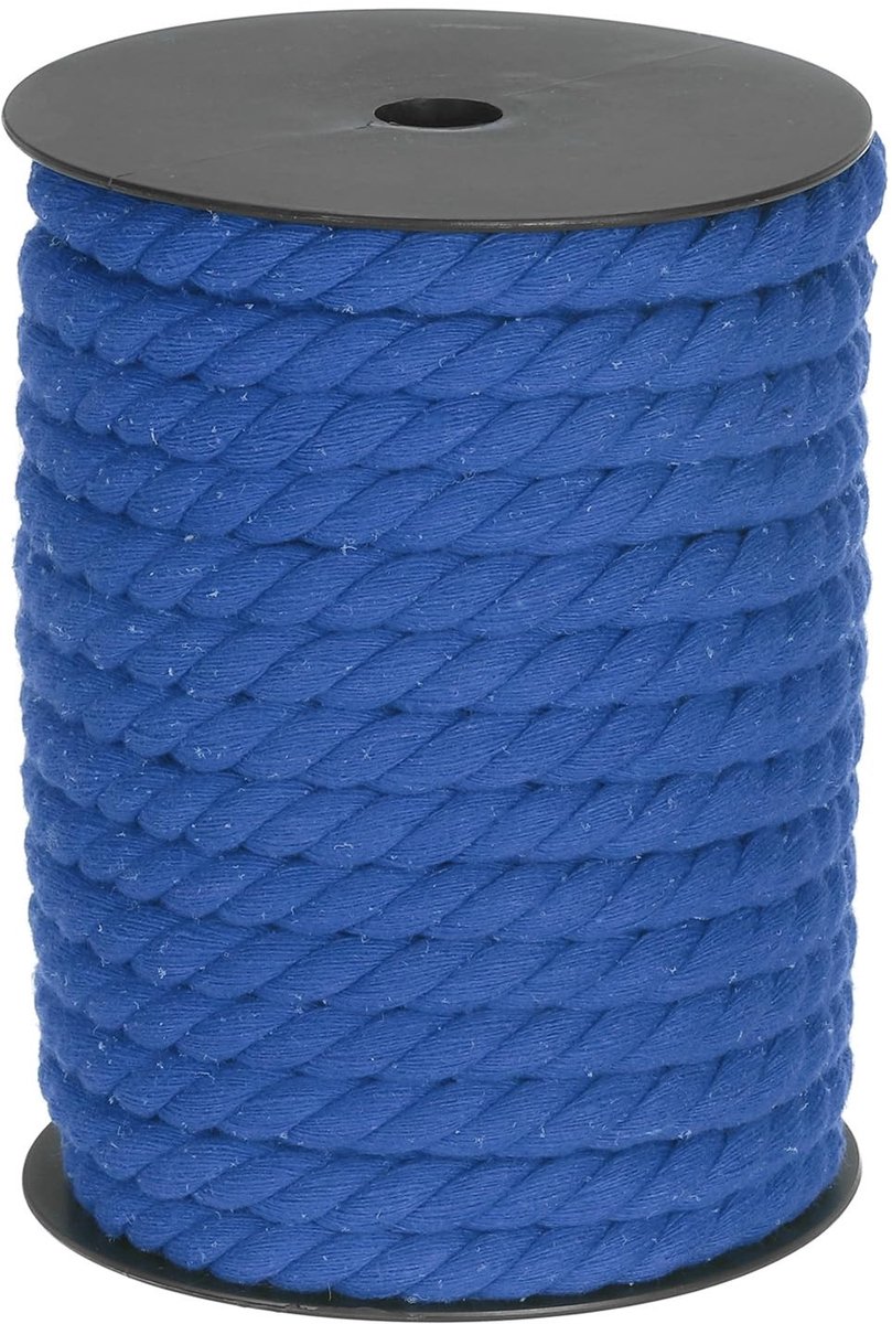 Omgoods - Katoenen Touw Gevlochten Sapphire Blauw - 23 m 10 mm